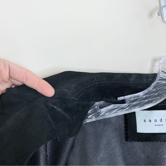 Sandro Paris Suede Studded Crop Jacket (Sz 3 / L) Snap Button Black - Picture 13 of 16